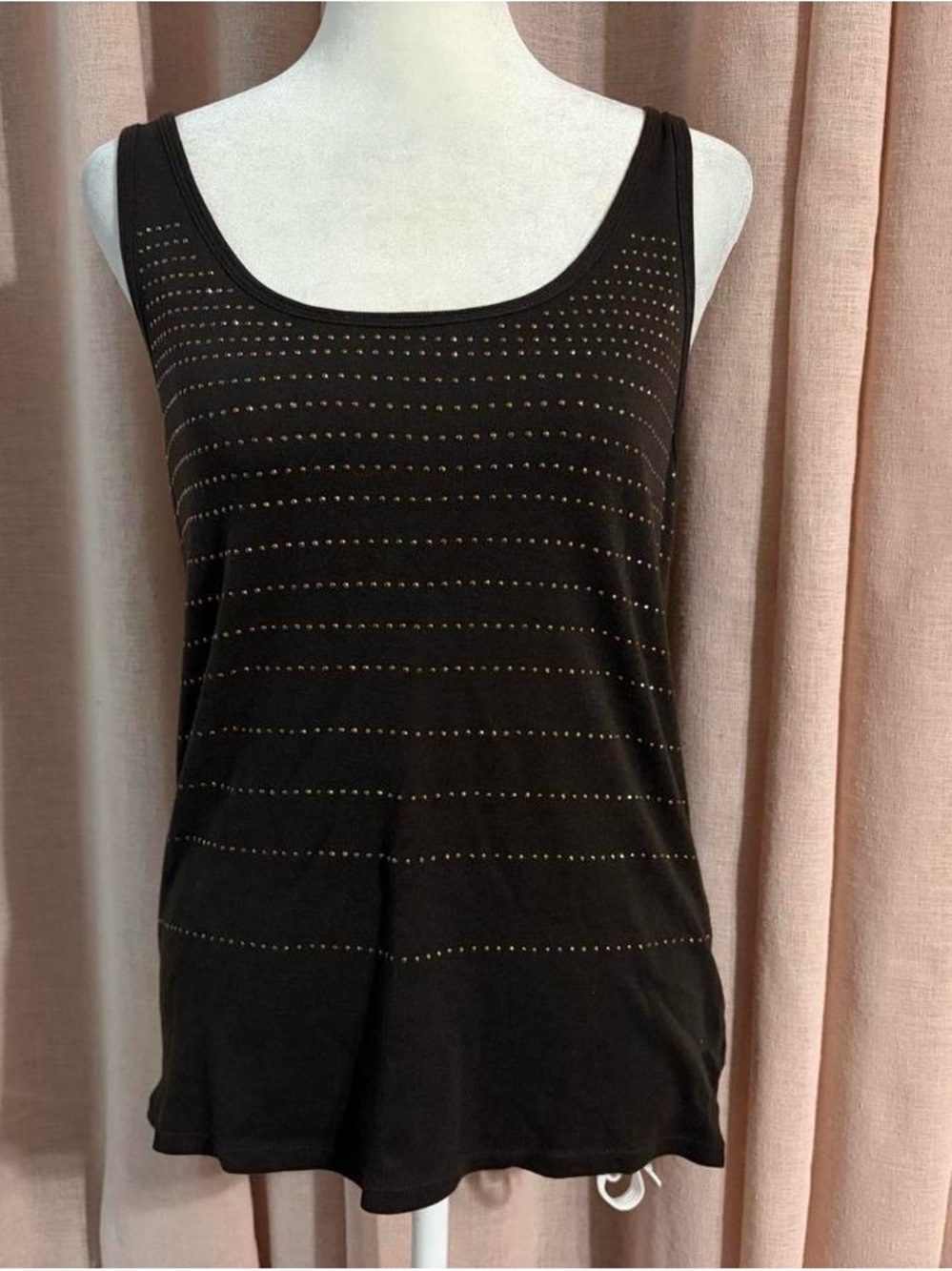 New York & Company Brown Studded Rhinestone Tank Top Sz Xlarge
